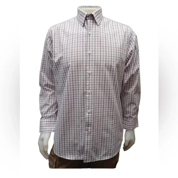 Daniel Hechter Long  Sleeve Dress Shirt Purple & White Size 16/Large - Picture 1 of 10